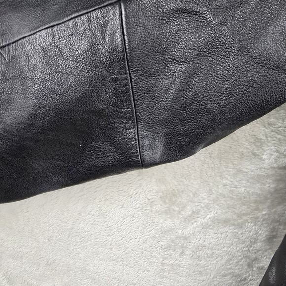 Vintage Gap Leather Jacket Mens Medium Black Peacoat Overcoat Y2K Quilted Lined - Picture 5 of 14